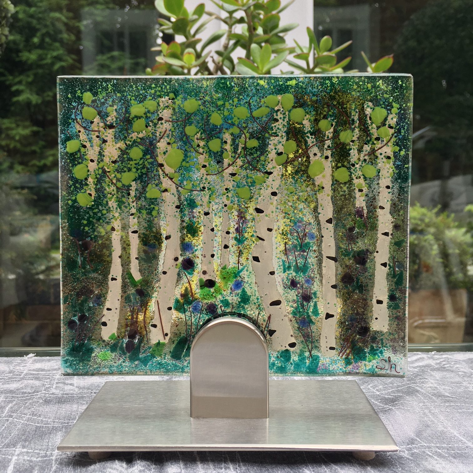 Silver Birch Trees Fused Glass